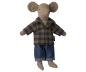 Preview: Maileg Papa Maus mit kariertem Hemd und Jeans