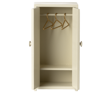 Preview: Maileg Kleiderschrank offen mit Kleiderbügeln