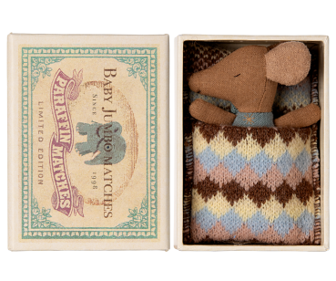 Maileg sleepy/wakey Baby Maus Bub in Streichholzschachtel