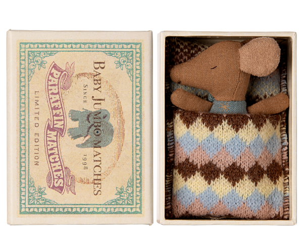 Maileg sleepy/wakey Baby Maus Bub in Streichholzschachtel